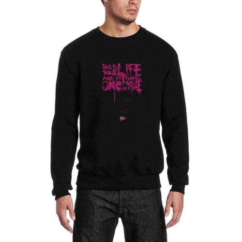 Fight Club Baskılı Siyah Erkek Sweatshirt
