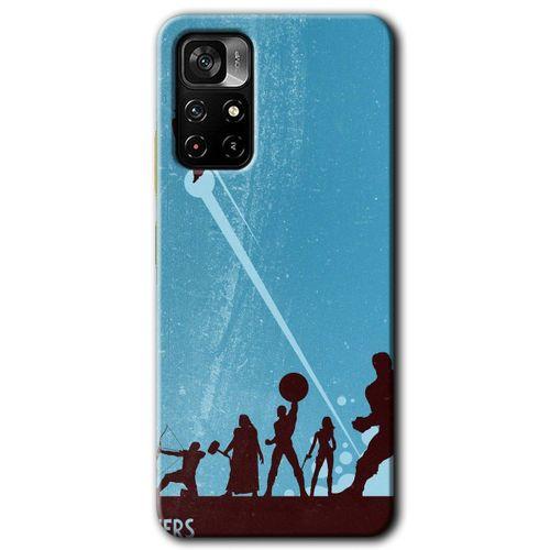 MRCİLETİSİM Poco M4 Pro 5G Kılıf HD Desen Baskılı Arka Kapak + Temperli Cam - Avengers Team