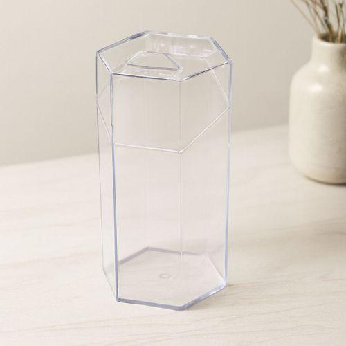 Kapaklı Makyaj Fırça Organizeri (6 Bölmeli) Mika Kristal Plastik 10x8.9x20 cm