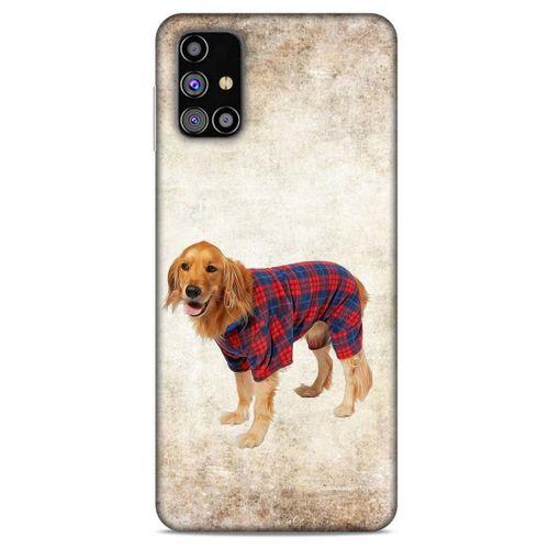 Samsung Galaxy M31s Kılıf Köpek Kıyafetleri (47) Crystal Flex Kılıf Golden Gömlek
