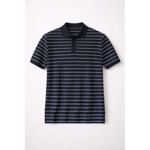 Nordic Desenli Örme Kumaş Viskon Erkek T-Shirt - Siyah