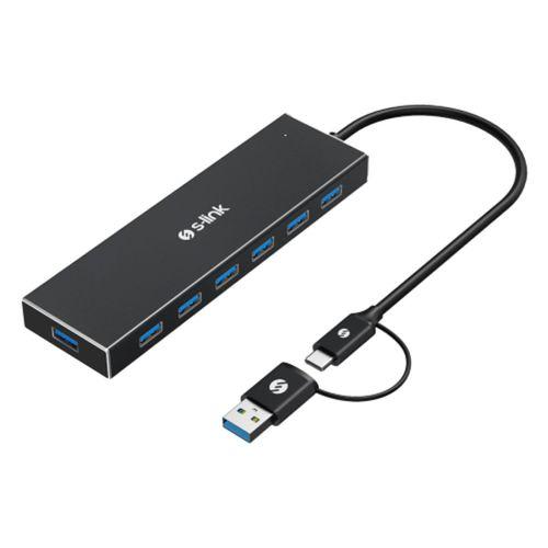 S-LINK SW-U317, USB3.0 Type-C to , 7xUSB 3.0, Metal, USB HUB
