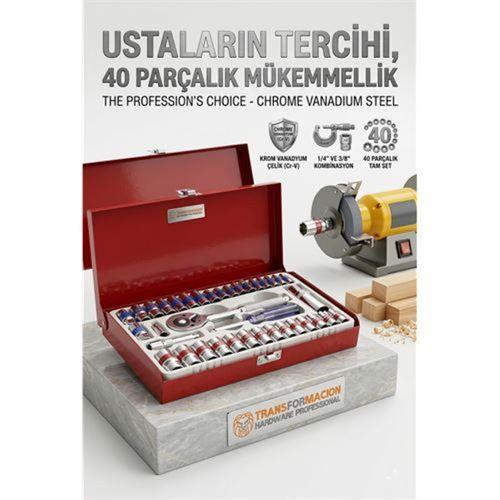 W.GERMANY 40 Parça Lokma Seti 1/4-3/8 | Cr-V, Metal Çantalı Cırcır 723066