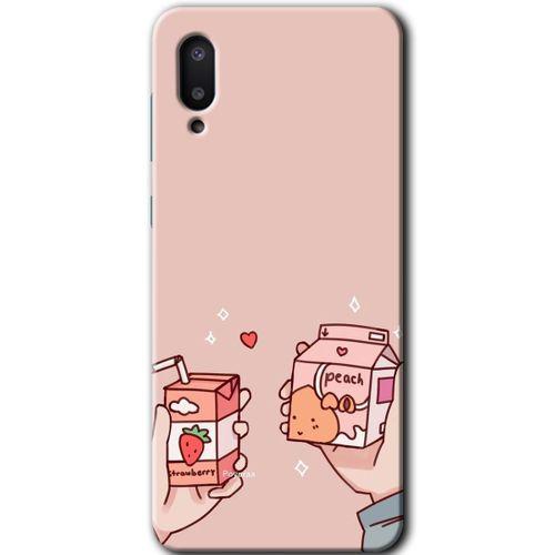 Samsung Galaxy A02 Kılıf Baskılı Kapak - Meyveli Süt + 5D Tam Kaplayan Cam