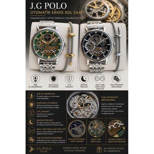JG.Polo Club Otomatik Mekanizma İtalyan Tasarım Bileklik 5Atm Suya Dayanıklı Erkek Kol Saati 02014.Y