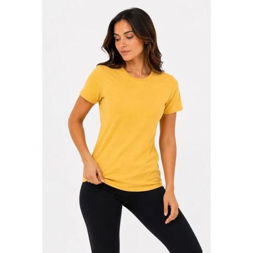 Basic Tişört Bisiklet Yaka Kısa Kol Günlük Yazlık Slim Fit T-Shirt - Sarı