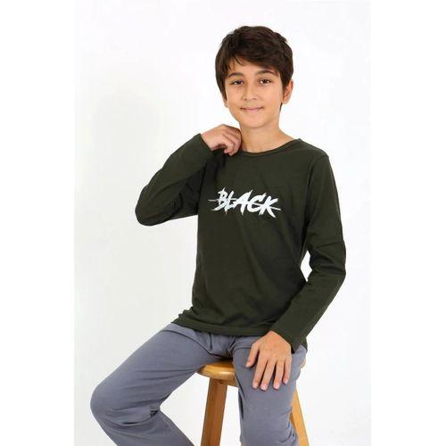 Erkek Çocuk Uzun Kol Penye Pijama Takım Haki