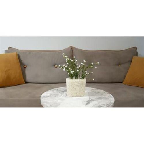 2 Adet Vazo Dahil,Vazoda Çiçek,Beyaz Yapay Çiçek,Vazo Dekoratif Deniz Taşı El Yapımı 10X5X14Cm