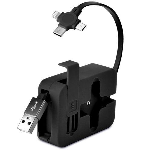 Cep Tipi Telefon Tutuculu Makaralı Uzayıp Kısalabilen 3'ü 1 Arada Usb Şarj Kablosu