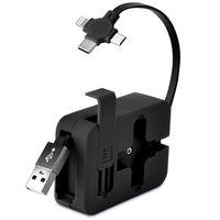 Cep Tipi Telefon Tutuculu Makaralı Uzayıp Kısalabilen 3'ü 1 Arada Usb Şarj Kablosu
