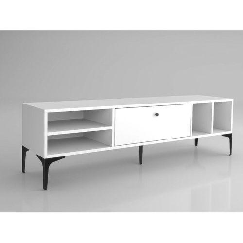 Wood'n Love Milan Tv Ünitesi Minifiks Bağlantı , Dolap Metal Ayak - Beyaz / Siyah