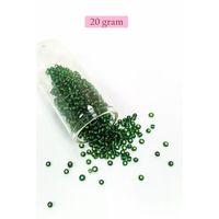 Dökme Cam Kum Boncuk (8/0) 3 mm - 20 Gram - Şeffaf Asker Yeşili - BNC177