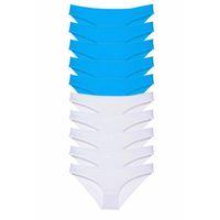 10 adet Süper Eko Set Likralı Kadın Slip Beyaz Mavi