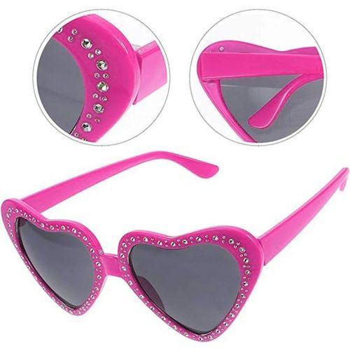 Çocuk KalpŞekilliTaşlıPartiGözlüğüPembeRenk6x16cm
