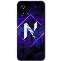 Potkal Hediye Fabrikası Vivo Y21s Kılıf HD Desen Baskılı Arka Kapak - Dark Neon Yaprak N Harfi