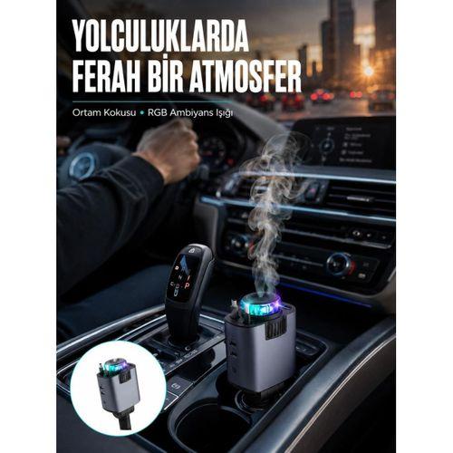 Araç İçi Çok Fonksiyonlu Şarj Cihazı Hava Nemlendirici Aroma Ve Yıldız Işık Yeni Nesil