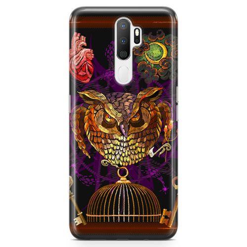 Oppo A9 2020 Kılıf Gotik Baykuş Arka Kapak Koruma Desenli Full Koruyucu