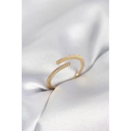 Gold Renk Zirkon Taşlı Yılan Tarz Kadın Yüzük