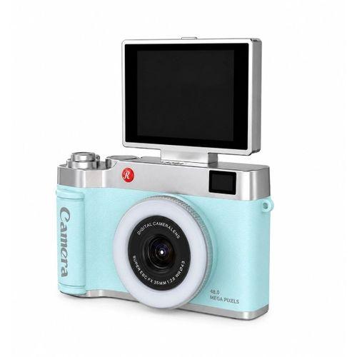 4k Çantalı Dijital Retro Video Kamera 48mp 16x Zoom Işıklı (32gb) Kart Dijital Fotoğraf Makinesi Mavi