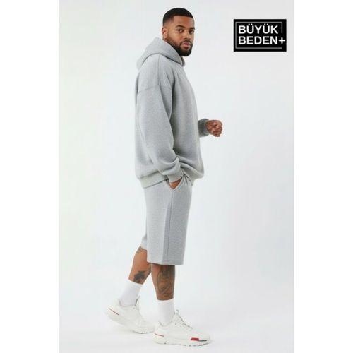 Erkek Büyük Beden Kapşonlu ince Sweatshirt SPR24BSW57