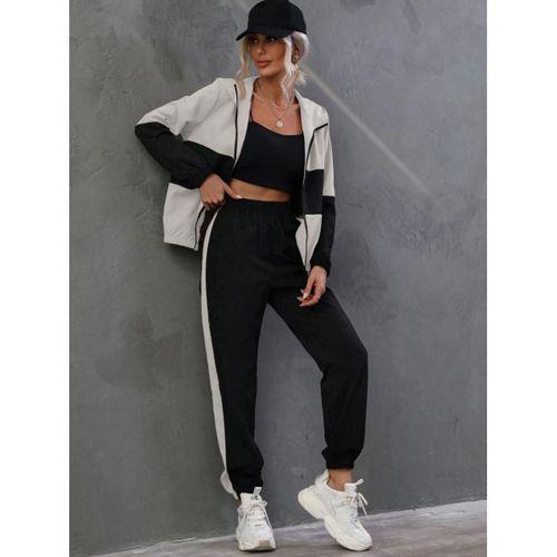 Kadın Uzun Kollu Kapşonlu önden Fermuarlı Viskon Iki Iplik Bluz Ve Pantolon Ikili Takım