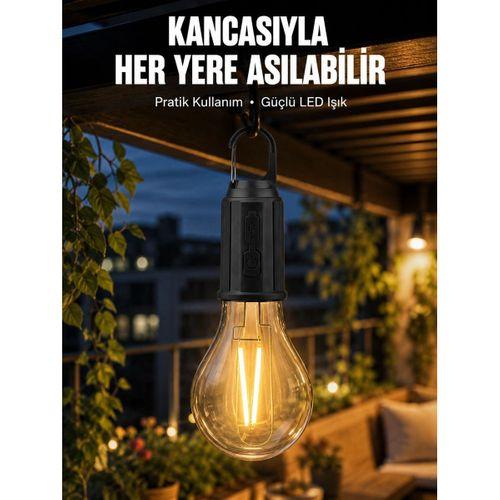 Taşınabilir  Led Ampul Askılı Lamba Kamp Bahçe Lambası