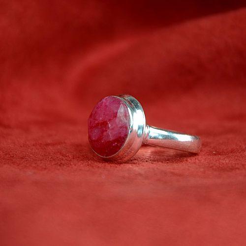 Yakut Taşlı Gümüş  Sadem Yüzük