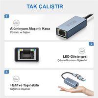 Inca Iutp-01tx Ethernet Adaptörü Usb Ve Type-cye Bağlantı Usb 3.0 Ve Type-c 3.1 Alüminyum 1000mbps