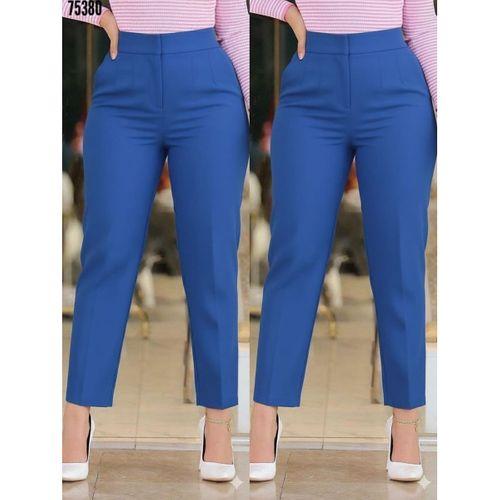 Kadın üste Oturan Paçası Bilek üzerinde Biten Krep Kumaş Pantolon 36 (S) - 50 (5XL)