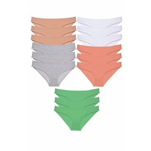 15 adet Süper Eko Set Likralı Kadın Slip Külot Ten Gri Beyaz Pudra Yeşil