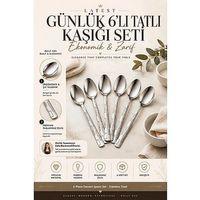 6'lı Günlük Tatlı Kaşığı Seti Ekonomik Kaşık Takımı Çelik 723570