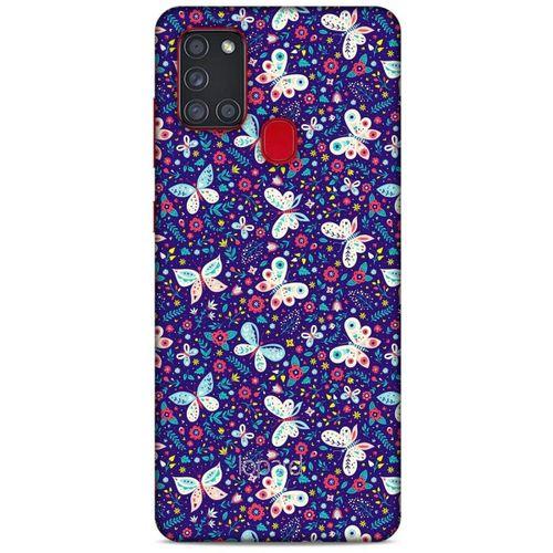 Samsung Galaxy A21s Kılıf Kelebek Etkisi (3) Kapak Kırmızı Lacivert