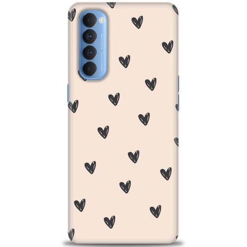 Oppo Reno 4 Pro Kılıf HD Baskılı Kılıf - Minik Kalpler + Tam Ekran Koruyucu