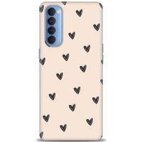 Oppo Reno 4 Pro Kılıf HD Baskılı Kılıf - Minik Kalpler + Tam Ekran Koruyucu
