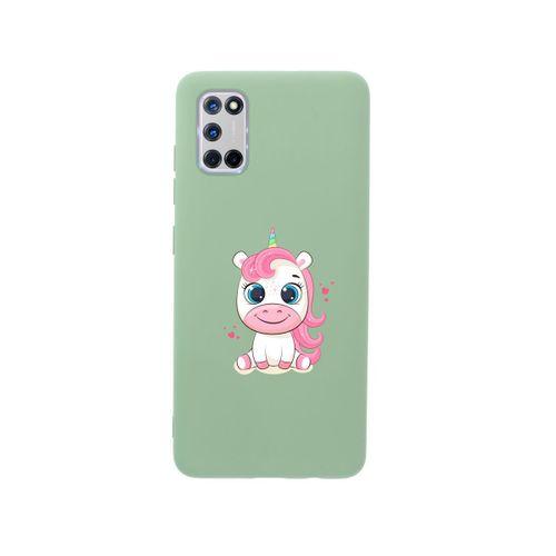 Oppo A52 Pembe Unicorn Premium Silikonlu Yeşil Telefon Kılıfı