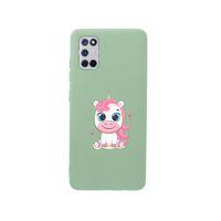 Oppo A52 Pembe Unicorn Premium Silikonlu Yeşil Telefon Kılıfı