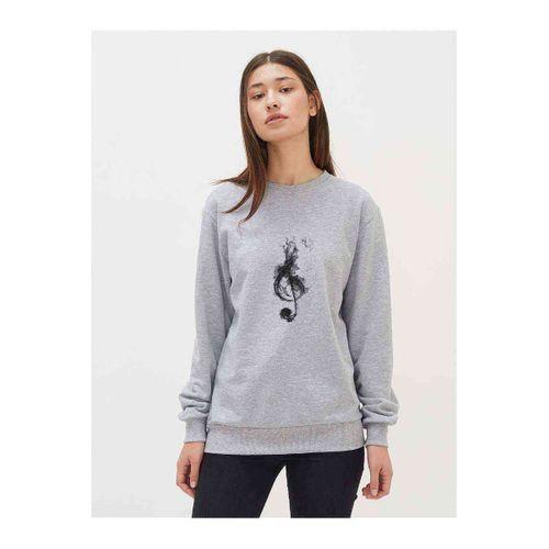 Sol Anahtarı Baskılı Gri Kadın Sweatshirt
