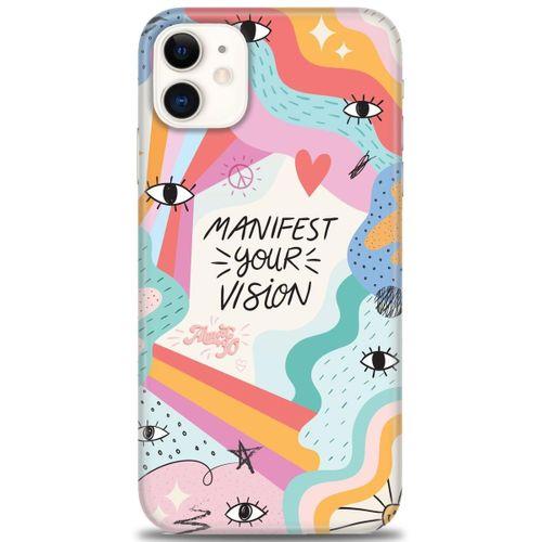 iPhone 11 Kılıf HD Baskılı Kılıf - Manifest Your Vision + Tam Ekran Koruyucu