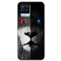 MRCİLETİSİM Realme 8 Pro Kılıf Baskılı Kapak - Fire and Ice Lion + 5D Tam Kaplayan Cam