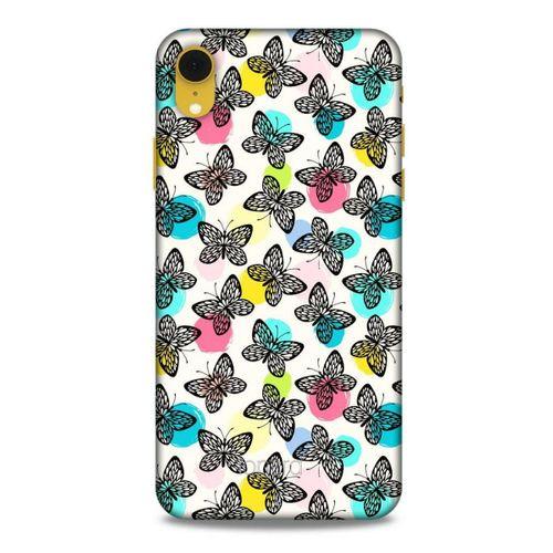 Apple iPhone XR Kılıf Kelebek Etkisi (36) Glitter Kılıf Sarı Pembe