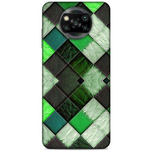 Xiaomi Redmi Poco X3 Kılıf Patchwork (17) Tasarım Kılıf Fıstık Yeşili