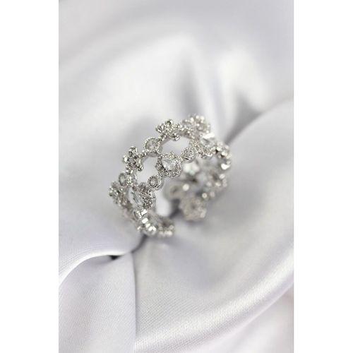 Zirkon Taşlı 2'li Model Gümüş Renk Kadın Yüzük