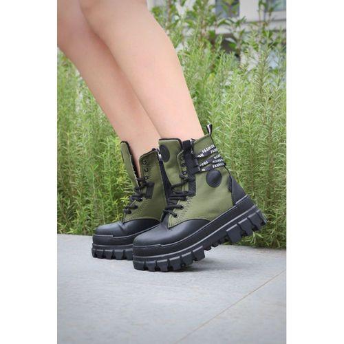Ciera Siyah Cilt Haki Yeşil Detaylı Bot