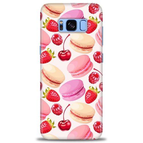Samsung Galaxy S8 Kılıf HD Baskılı Kılıf - Makaron ve Çilekler + Tam Ekran Koruyucu