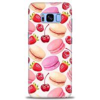 Samsung Galaxy S8 Kılıf HD Baskılı Kılıf - Makaron ve Çilekler + Tam Ekran Koruyucu