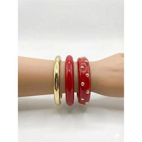 3'Lü Set Bilezik - Kırmızı