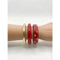 3'Lü Set Bilezik - Kırmızı