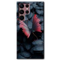 Samsung Galaxy S22 Ultra HD Baskılı Kılıf + 9D Tam Ekran Koruyucu - Dark Butterfly