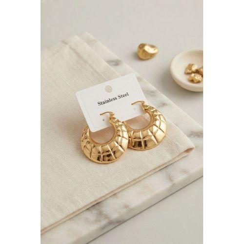316L Çelik Gold Renk Bohem Halka Model Küpe