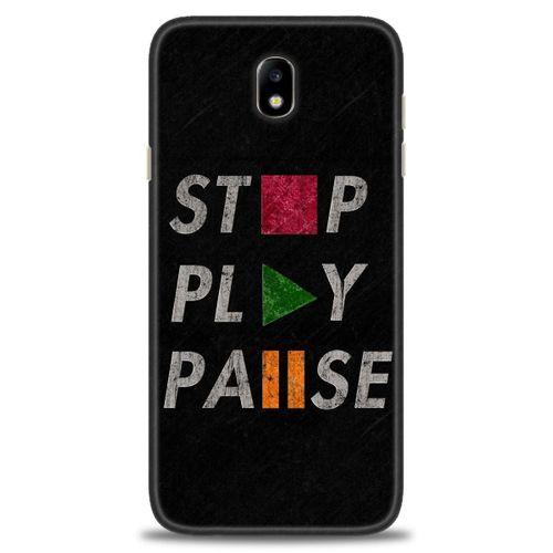 Samsung Galaxy J7 Pro / J730 Kılıf HD Baskılı Kılıf - Stop Play + Tam Ekran Koruyucu